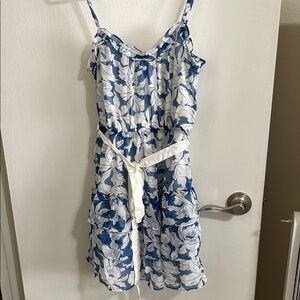 American Eagle tiered ruffle dress blue floral size 0